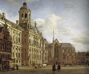 Jan van der Heyden City Hall and Plaza oil on canvas